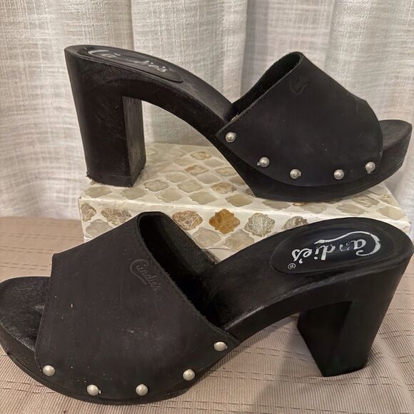 Vintage Candies‎ Black Suede Platforms 90s Y2K Studded Made In Italy Size 10 - Picture 2 of 8